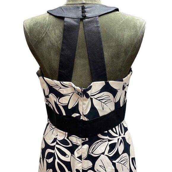 JULIAN TAYLOR Womens Sleeveless Halter Style Black White Floral Dress Sz 12 NWT - Picture 5 of 12